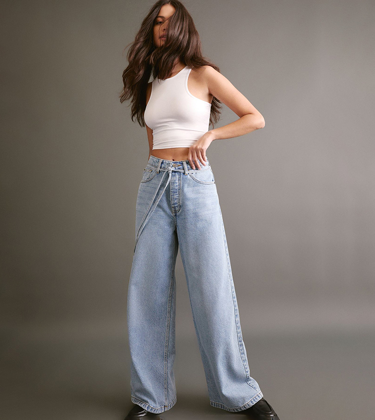 Buy Nasty Gal Outlet Washed Wide Leg Jeans In Blue 6thStreet Bahrain