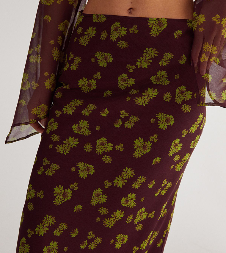 Printed Chiffon Maxi Skirt