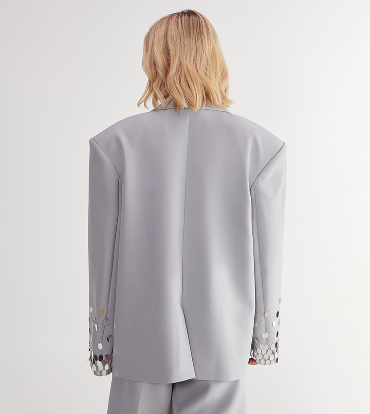 Sequined Long Sleeves Ombre Oversized Blazer