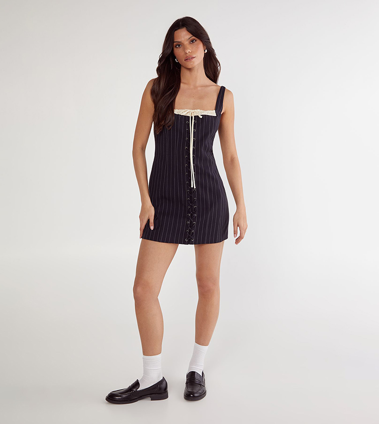 Tailored Contrast Bust Corset Dress