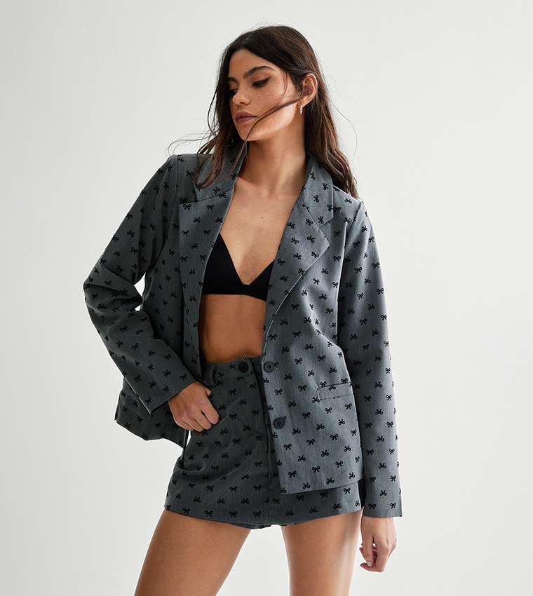 Bow Printed Blazer