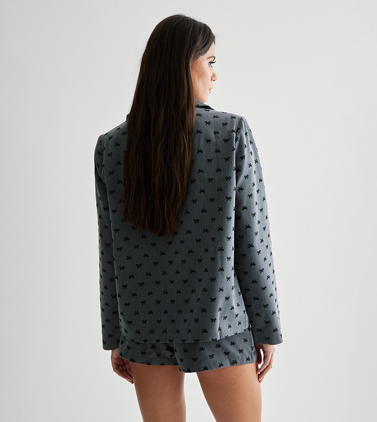 Bow Printed Blazer