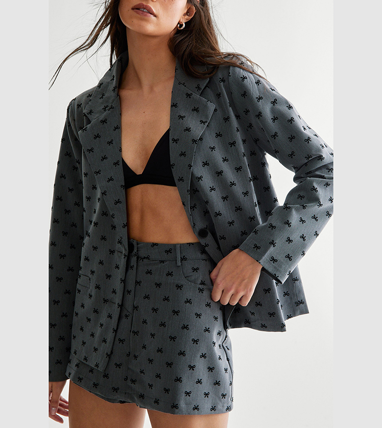 Bow Printed Blazer