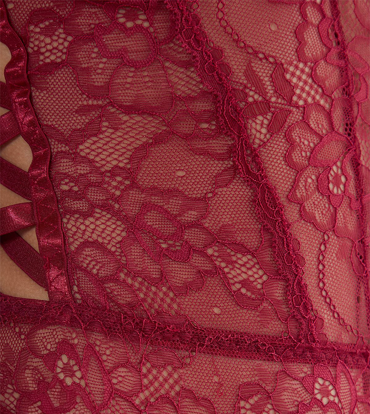 Lace Up Side Underwire Lingerie Bodysuit