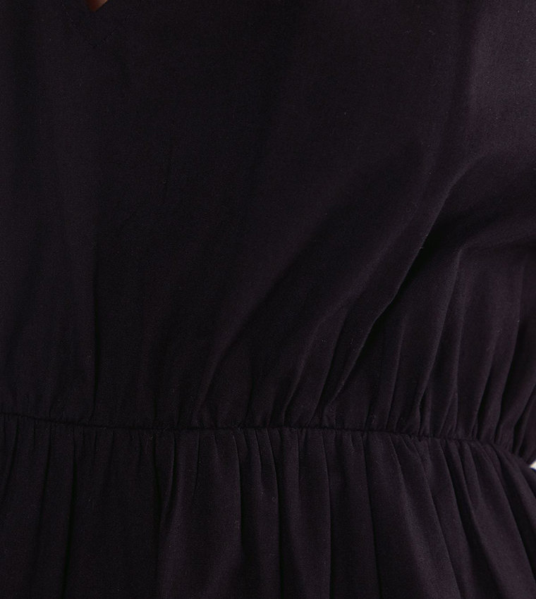 Cotton Poplin Halter Neck Puffball Mini Dress