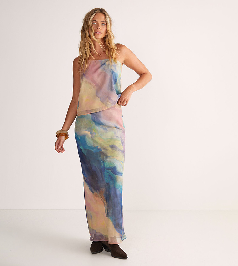 Marble Print Chiffon Cami Top