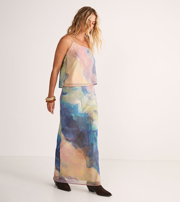 Marble Print Chiffon Cami Top