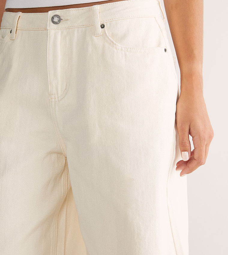 Solid Button Detail Denim Jorts