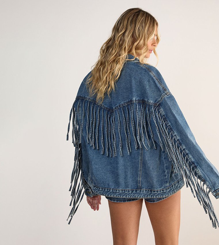 Fringed Oversized Denim Jacket
