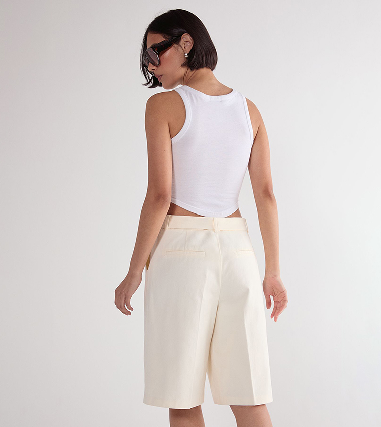 Cotton Twill Buckle Shorts