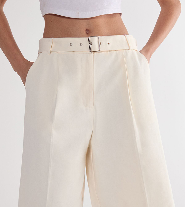 Cotton Twill Buckle Shorts