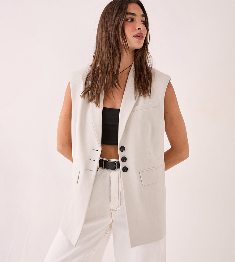 Solid Button Front Waistcoat