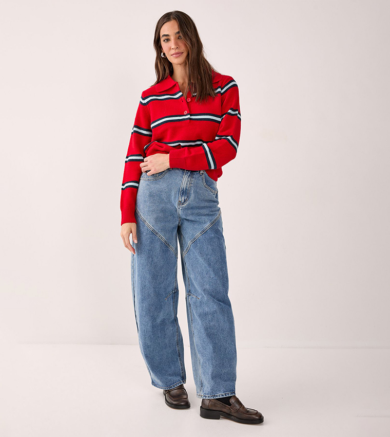 Striped Long Sleeves Rugby Polo T-Shirt