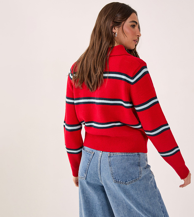 Striped Long Sleeves Rugby Polo T-Shirt