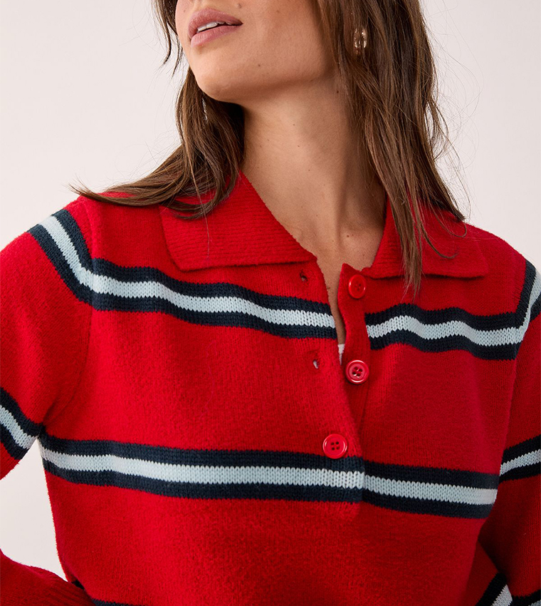 Striped Long Sleeves Rugby Polo T-Shirt