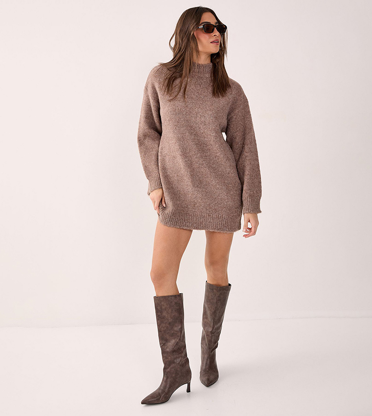 Long Sleeves Sweater Mini Dress