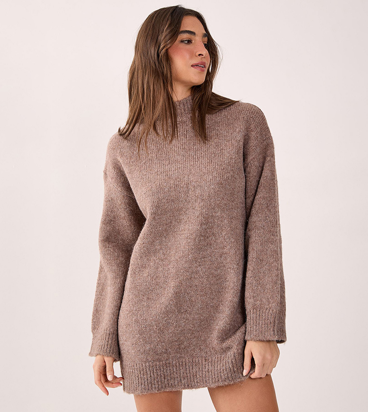Long Sleeves Sweater Mini Dress