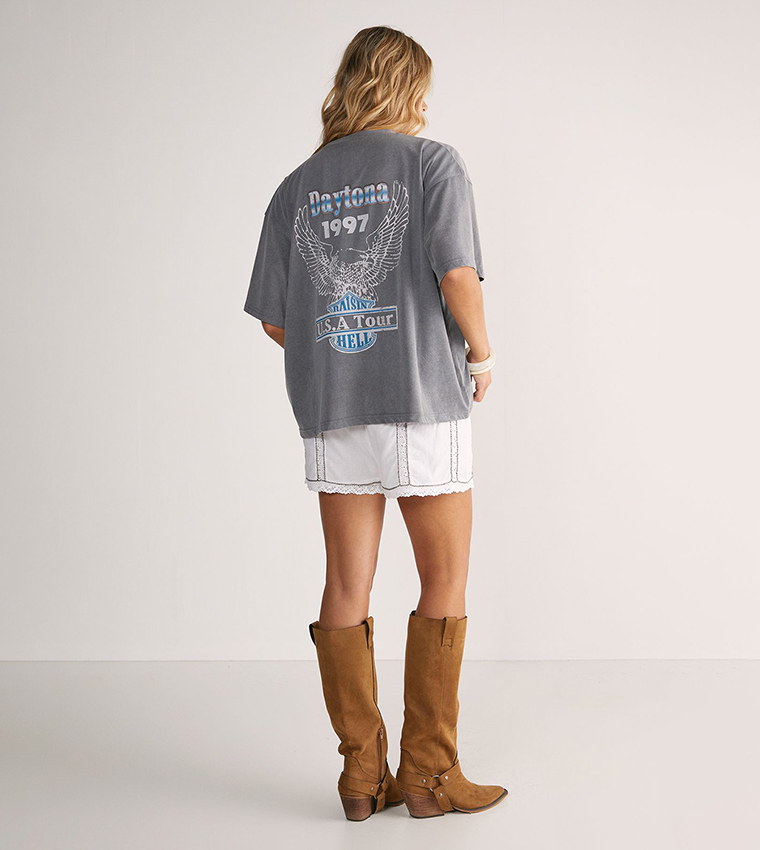 Daytona 1997 USA Tour Acid Wash Oversized Graphic T-Shirt