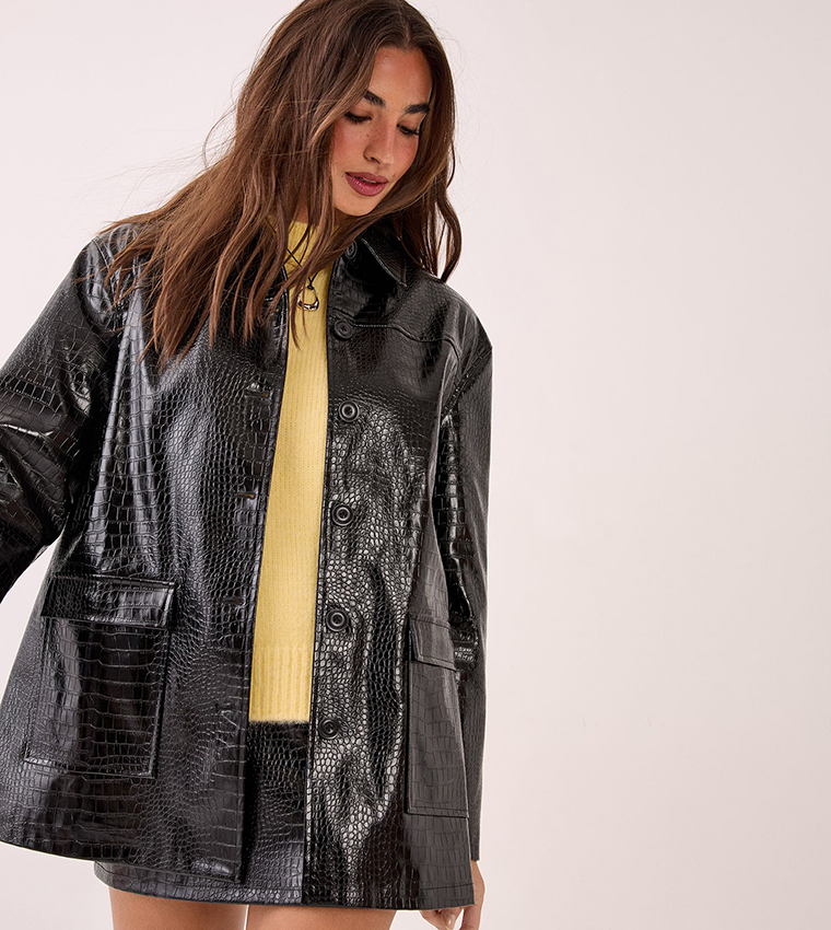 Croc Vinyl Faux Leather Clean Jacket