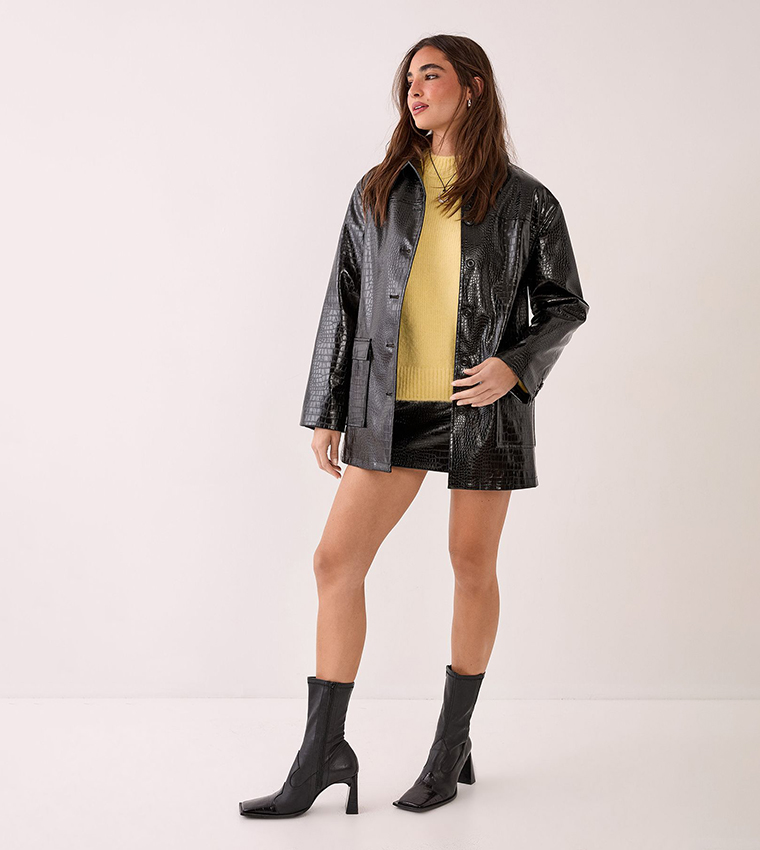 Croc Vinyl Faux Leather Clean Jacket