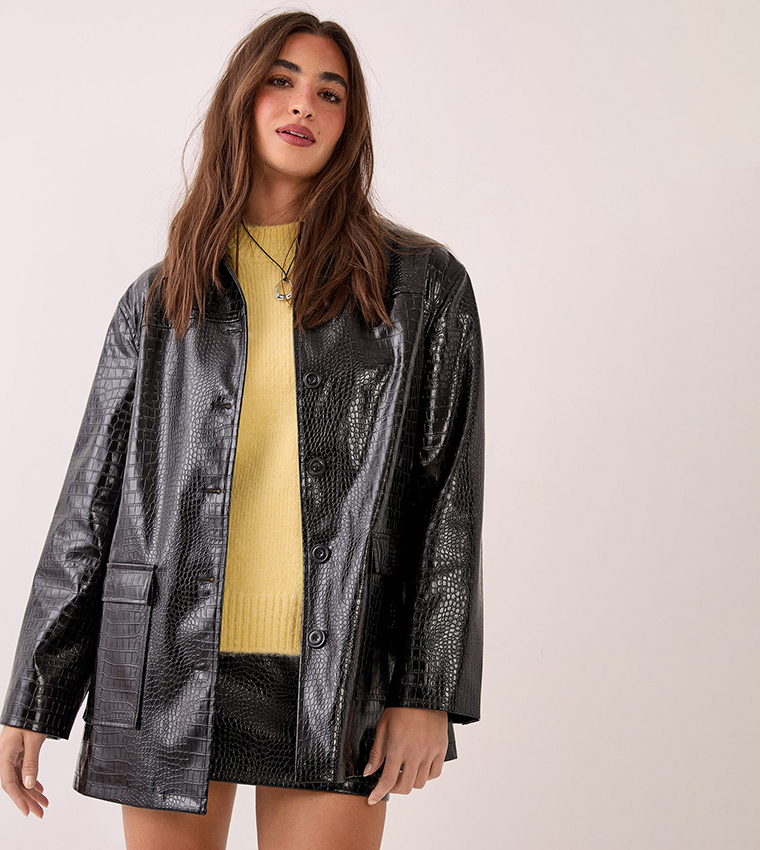 Croc Vinyl Faux Leather Clean Jacket