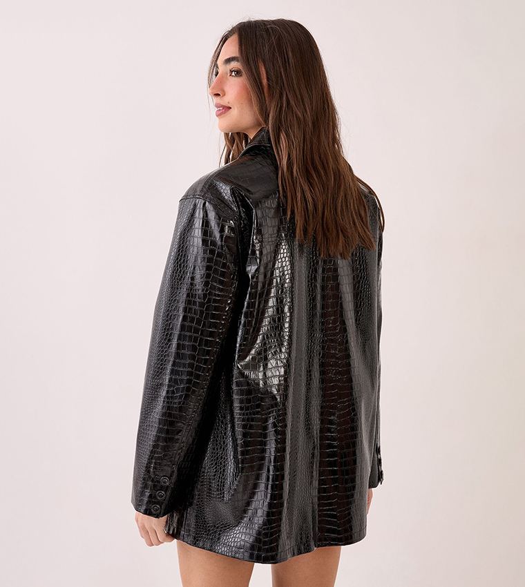 Croc Vinyl Faux Leather Clean Jacket