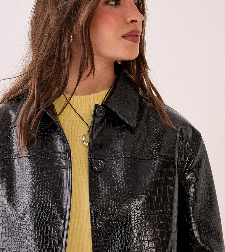Croc Vinyl Faux Leather Clean Jacket