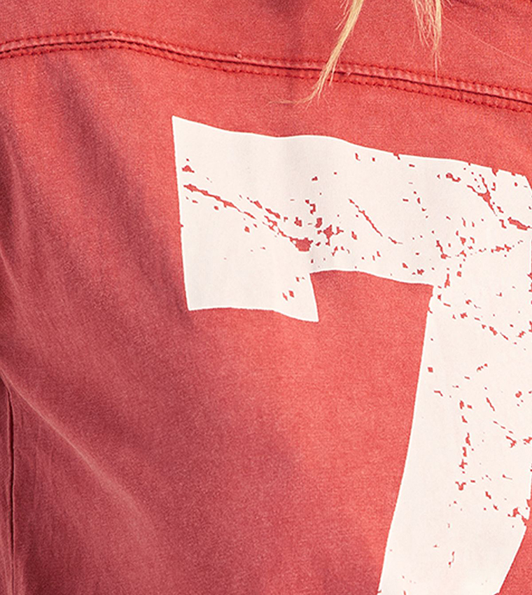 Varsity Long Sleeves Acid Wash Graphic T-Shirt