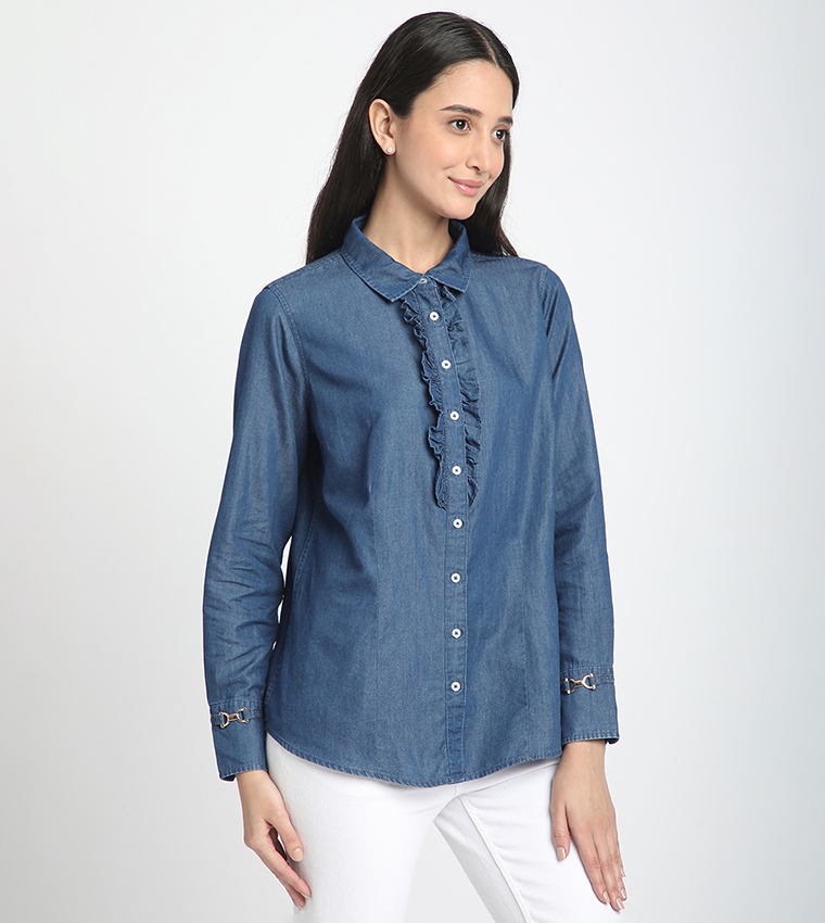 Ruffle Trim Long Sleeves Shirt