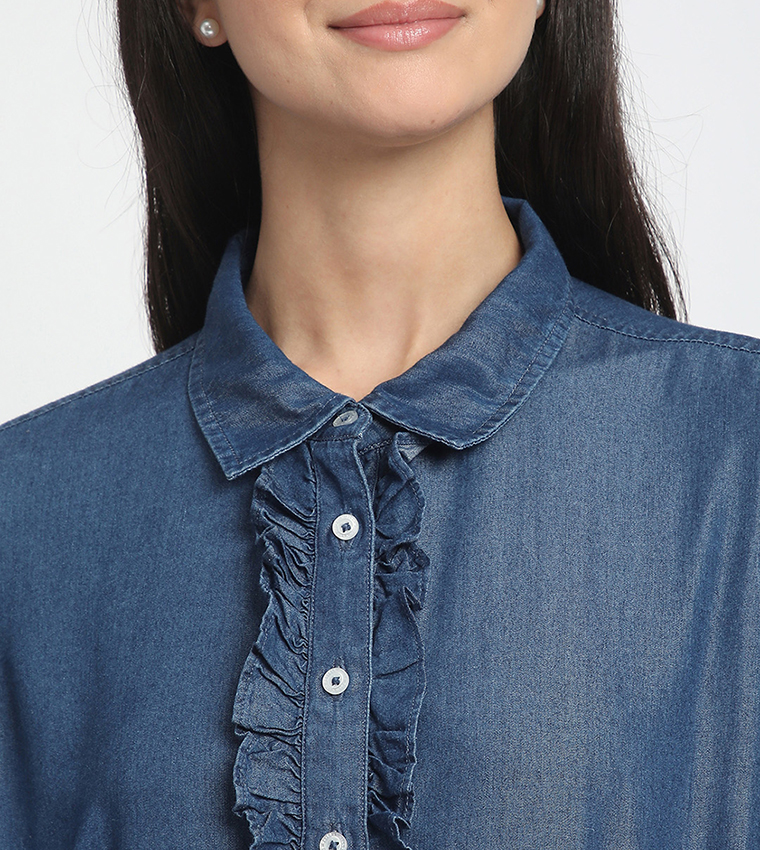 Ruffle Trim Long Sleeves Shirt