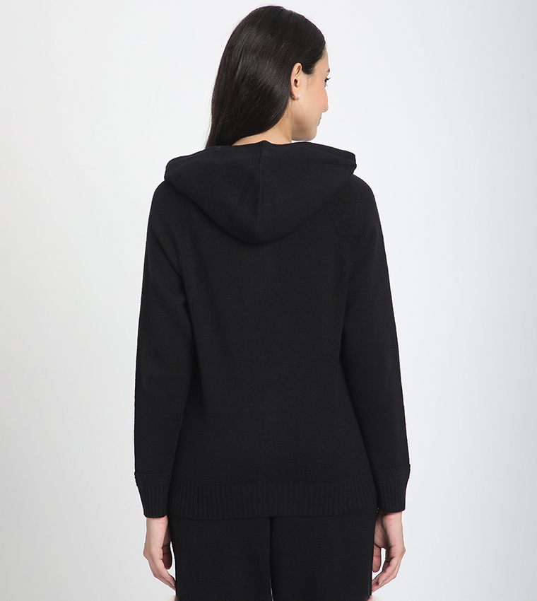 Solid Zip-Through Sweater Jacket