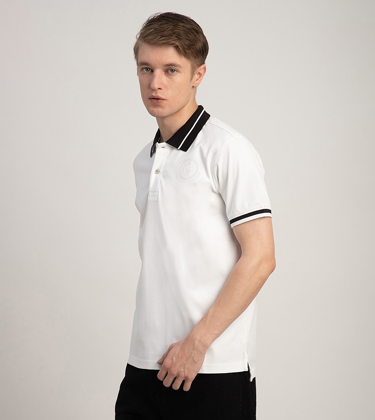 Logo Embroidered Contrast Trim Polo T-Shirt