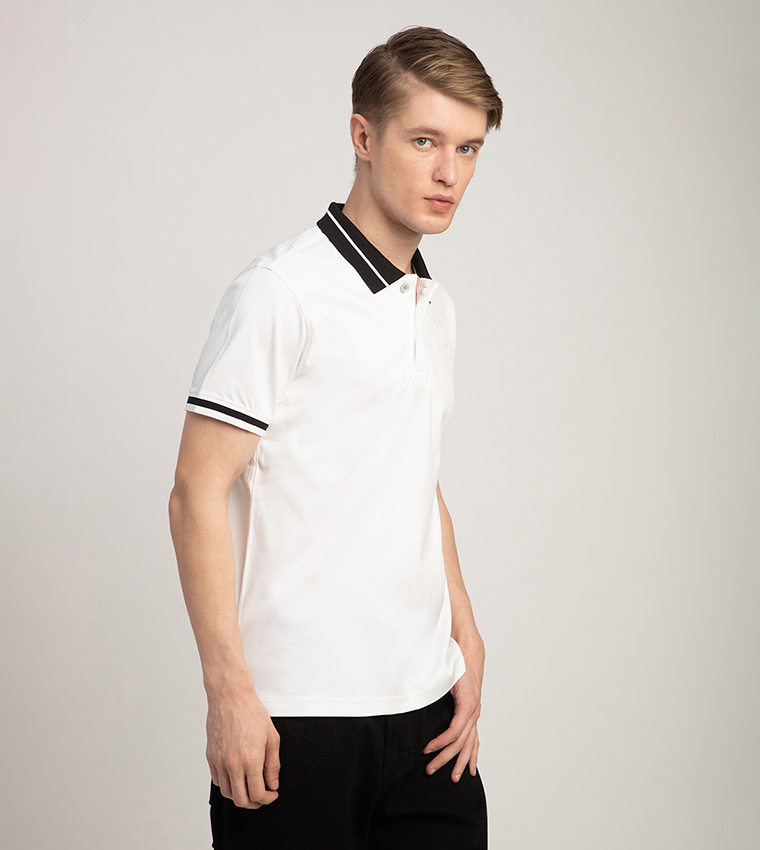 Logo Embroidered Contrast Trim Polo T-Shirt