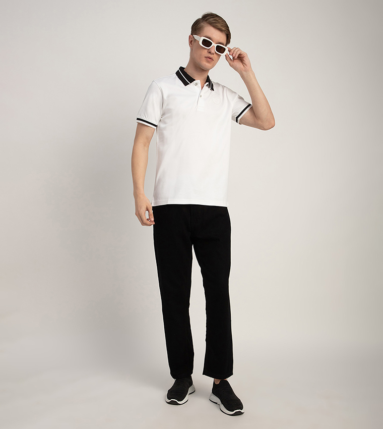 Logo Embroidered Contrast Trim Polo T-Shirt