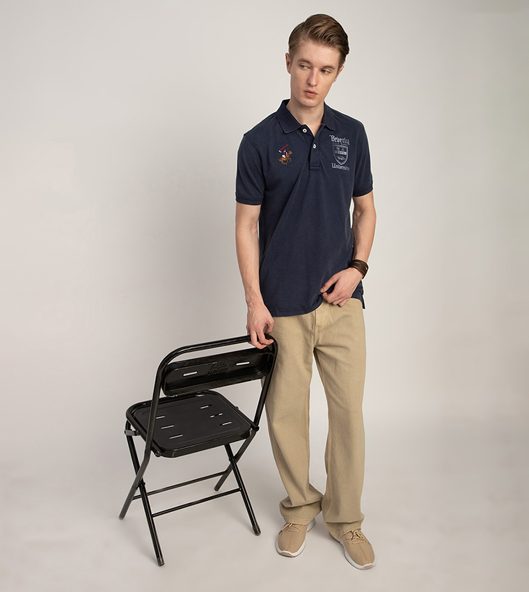 Wings Of Wisdom Logo Embroidered Polo T-Shirt