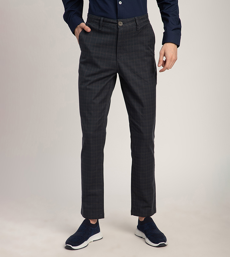 Plaid Slim Fit Trousers