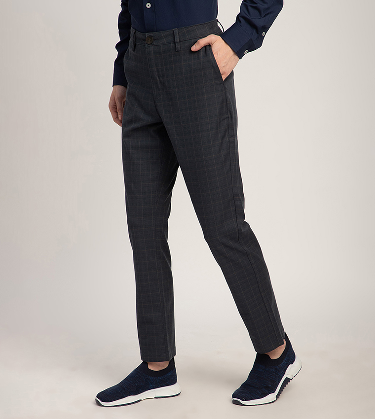 Plaid Slim Fit Trousers