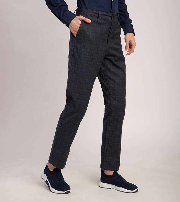Plaid Slim Fit Trousers