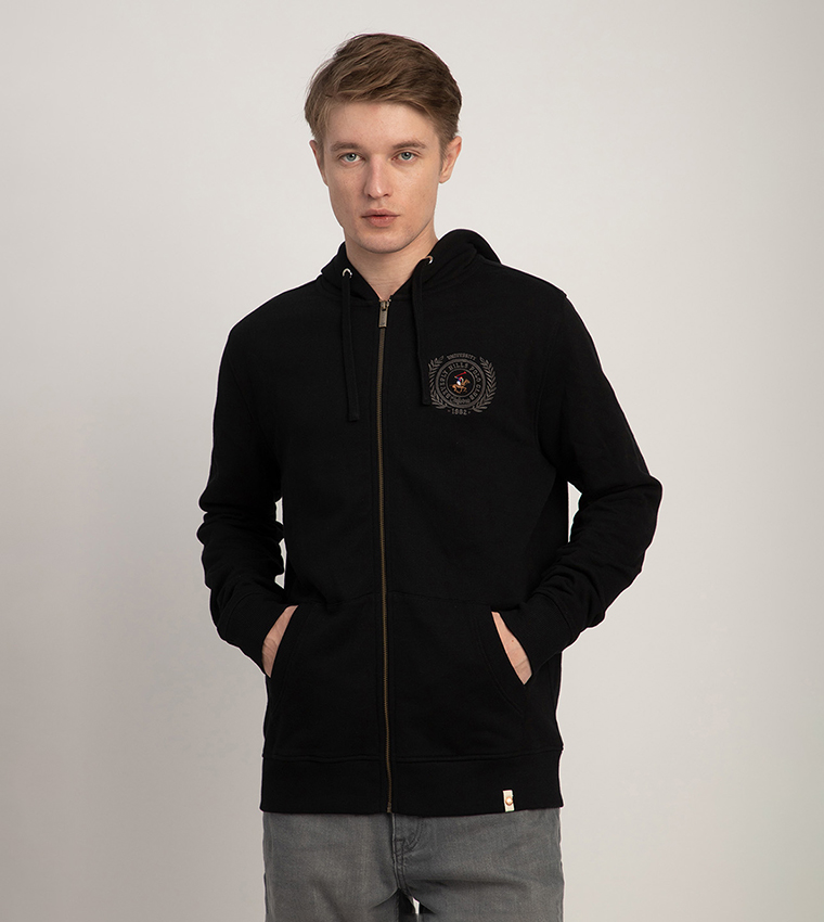 Logo Embroidered Hooded Jacket