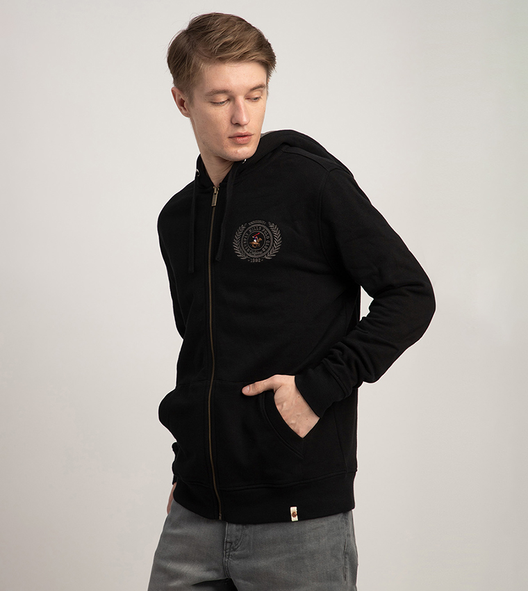 Logo Embroidered Hooded Jacket