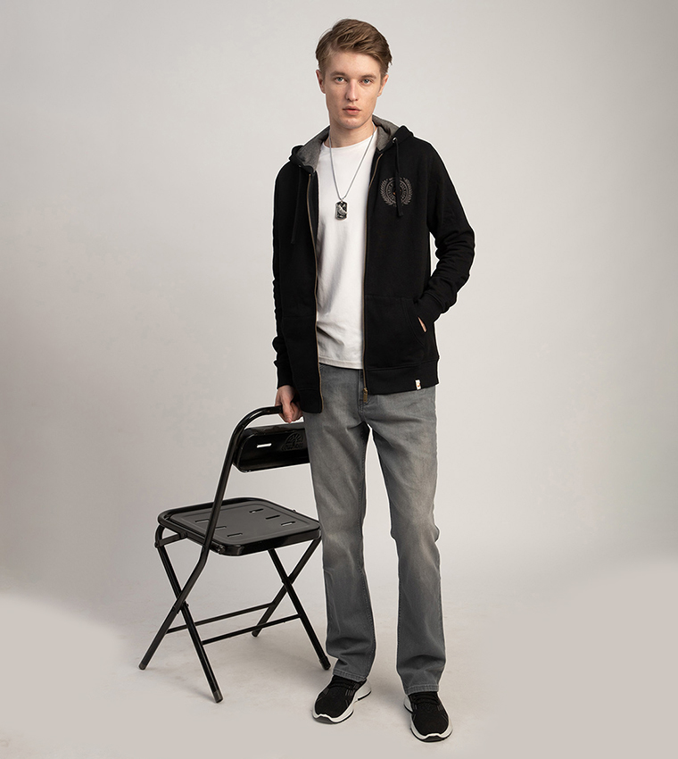 Logo Embroidered Hooded Jacket