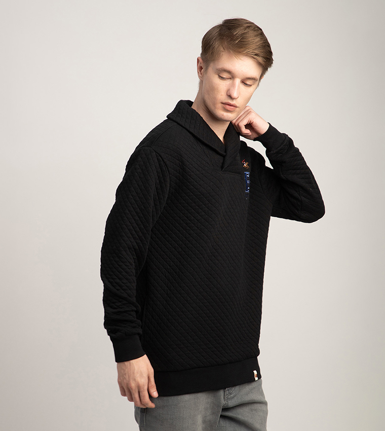 Logo Embroidered Quilted Hoodie