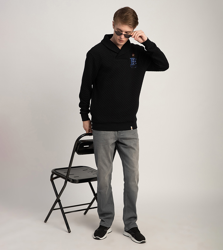 Logo Embroidered Quilted Hoodie