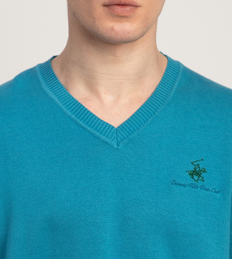 Logo Embroidered V-Neck Sweater
