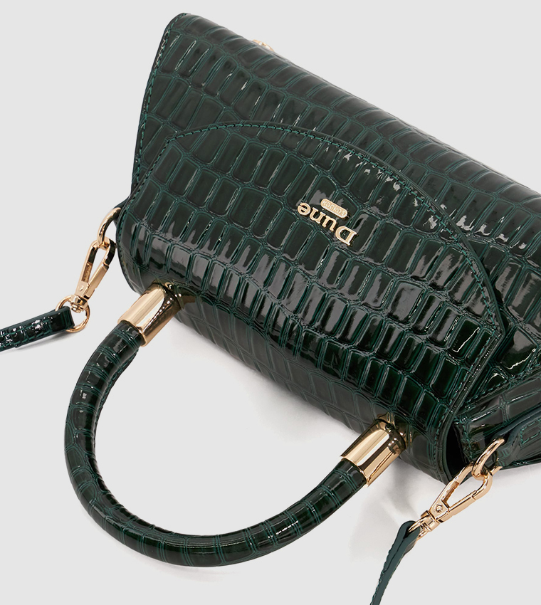 Dune Equisite Quilted Leather Clutch in Green