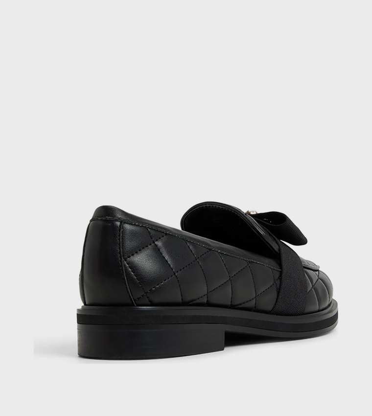 BISSAMO Bow Detail Quilted Loafers