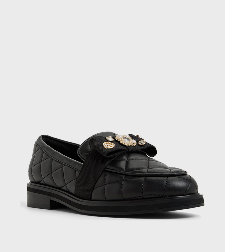 BISSAMO Bow Detail Quilted Loafers