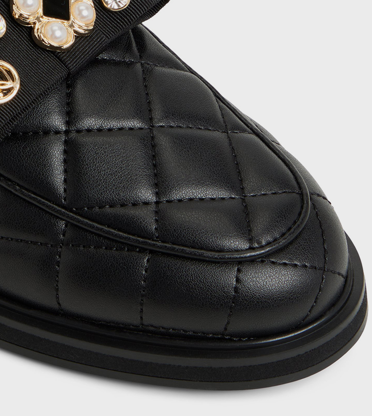 BISSAMO Bow Detail Quilted Loafers