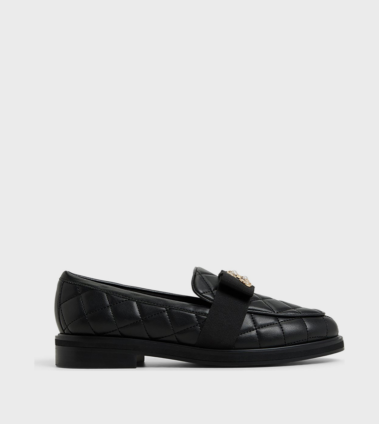 BISSAMO Bow Detail Quilted Loafers