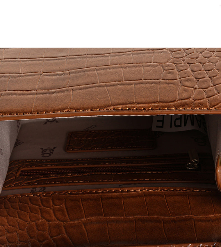 BJANAE Croc Textured Top Handle Bag
